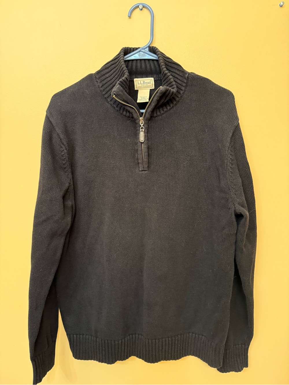 L.L. Bean Men's Dark Brown Half-Zip Rib-Knit Sweater